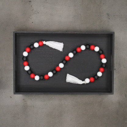 40" Black Red And White Wood Hand Painted Decorative Tassel HomeRoots