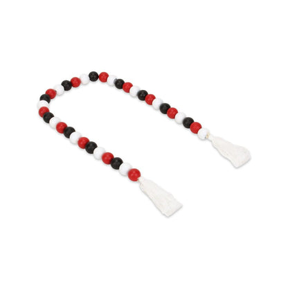 40" Black Red And White Wood Hand Painted Decorative Tassel HomeRoots