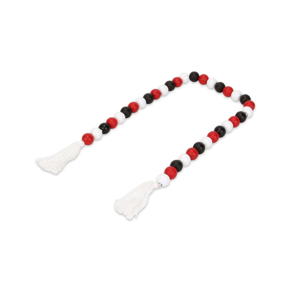 40" Black Red And White Wood Hand Painted Decorative Tassel HomeRoots