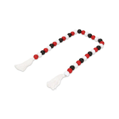 40" Black Red And White Wood Hand Painted Decorative Tassel HomeRoots