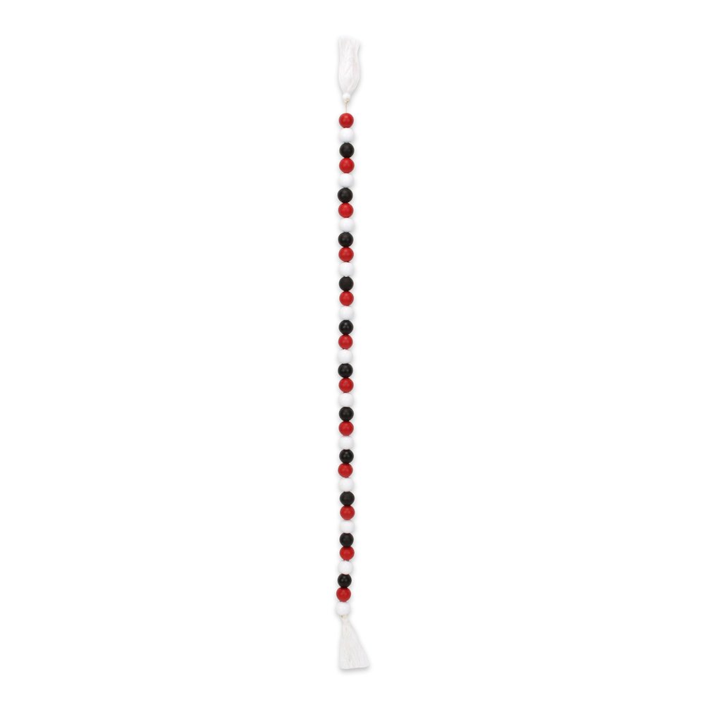 40" Black Red And White Wood Hand Painted Decorative Tassel HomeRoots