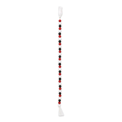 40" Black Red And White Wood Hand Painted Decorative Tassel HomeRoots