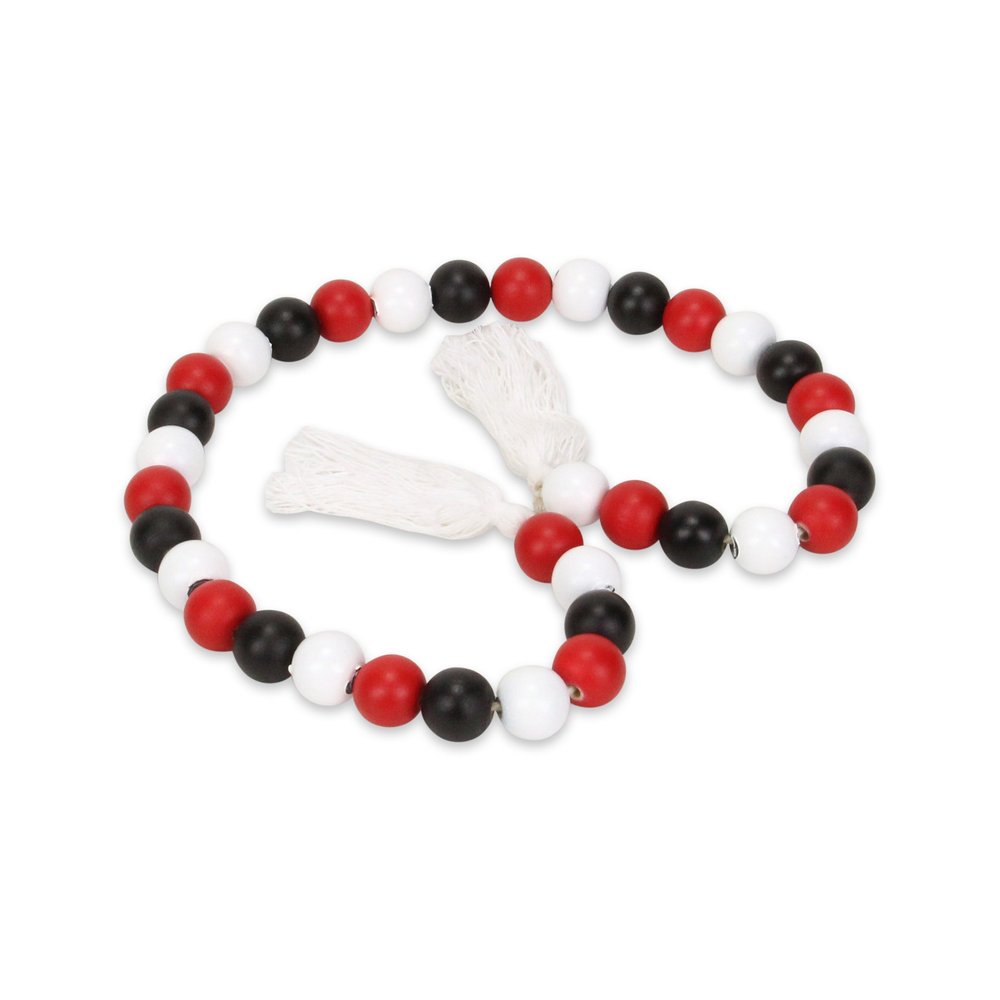 40" Black Red And White Wood Hand Painted Decorative Tassel HomeRoots