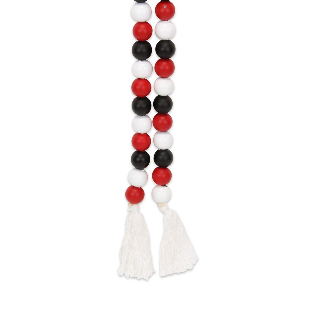 40" Black Red And White Wood Hand Painted Decorative Tassel HomeRoots