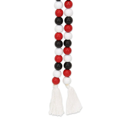 40" Black Red And White Wood Hand Painted Decorative Tassel HomeRoots