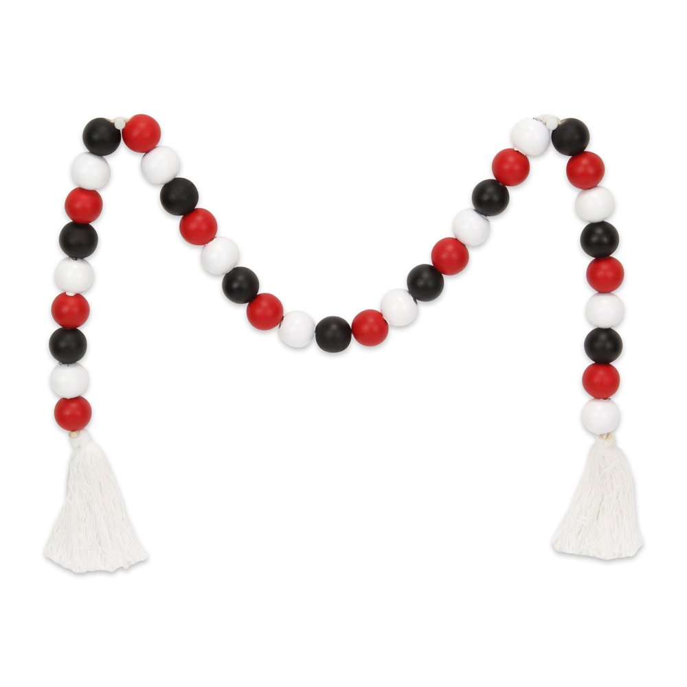 40" Black Red And White Wood Hand Painted Decorative Tassel HomeRoots