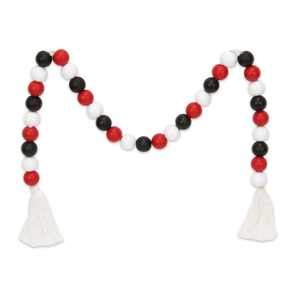 40" Black Red And White Wood Hand Painted Decorative Tassel HomeRoots