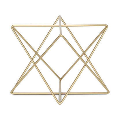 7" Gold Metal Open Geometric Tabletop Sculpture HomeRoots