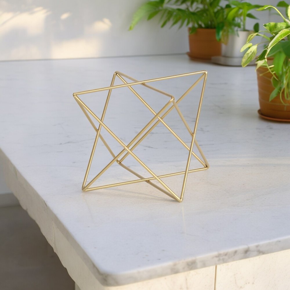 7" Gold Metal Open Geometric Tabletop Sculpture HomeRoots