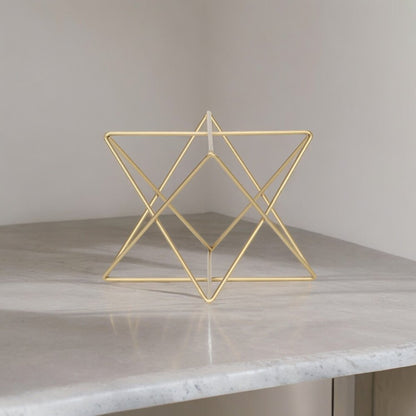 7" Gold Metal Open Geometric Tabletop Sculpture HomeRoots
