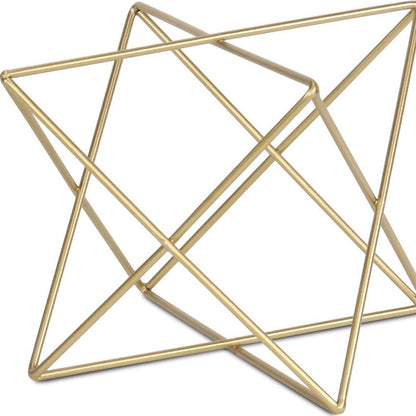 7" Gold Metal Open Geometric Tabletop Sculpture HomeRoots