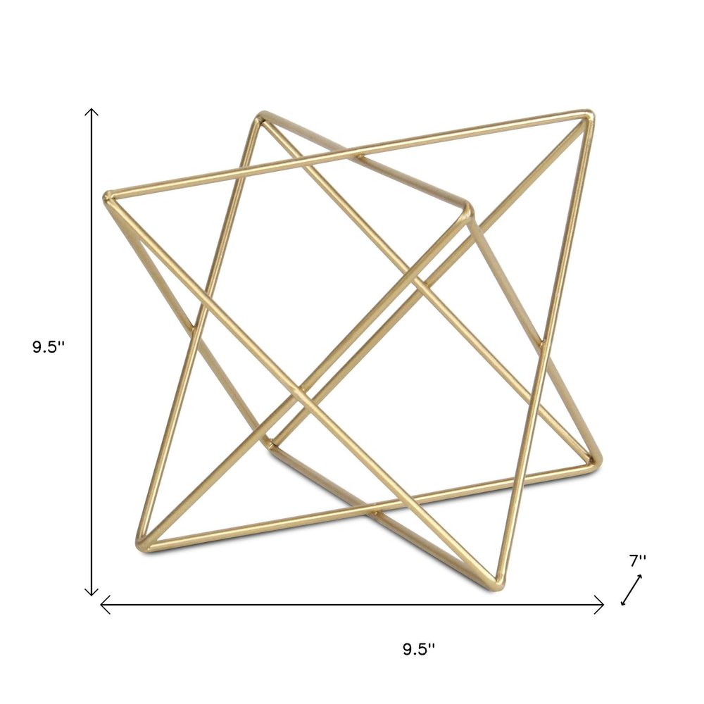 7" Gold Metal Open Geometric Tabletop Sculpture HomeRoots