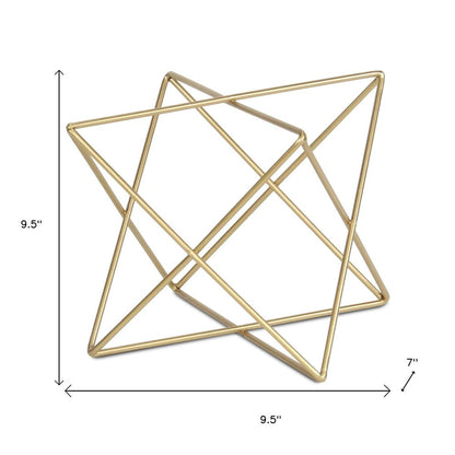 7" Gold Metal Open Geometric Tabletop Sculpture HomeRoots