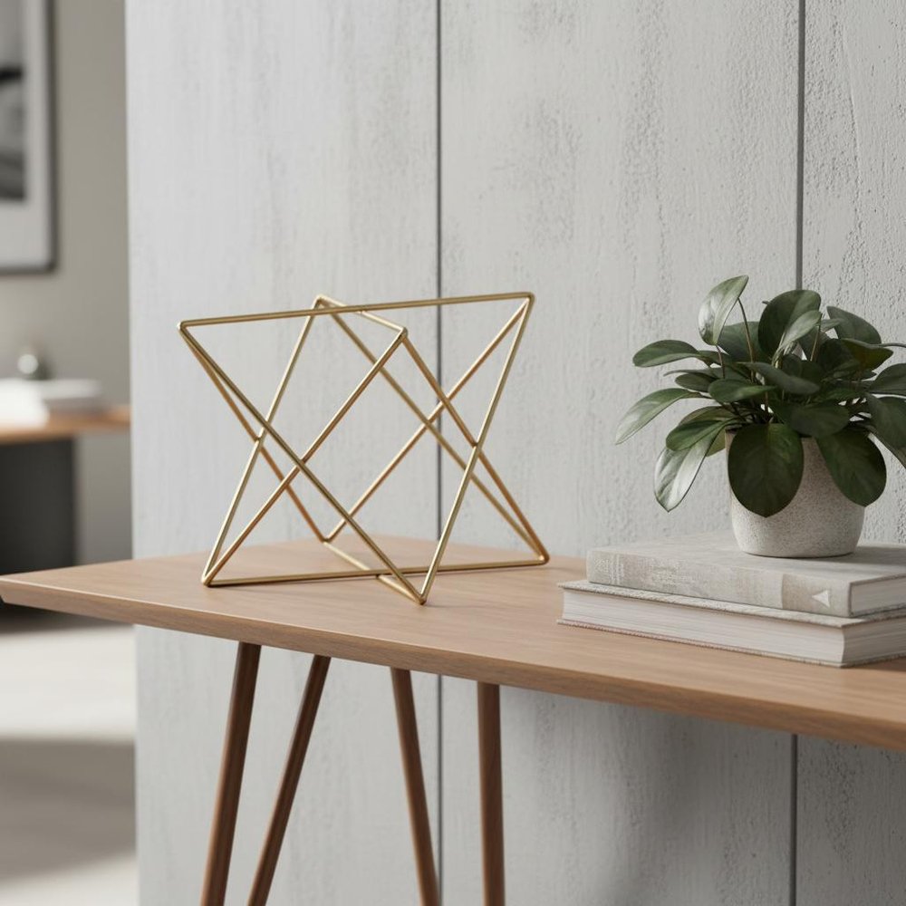 7" Gold Metal Open Geometric Tabletop Sculpture HomeRoots
