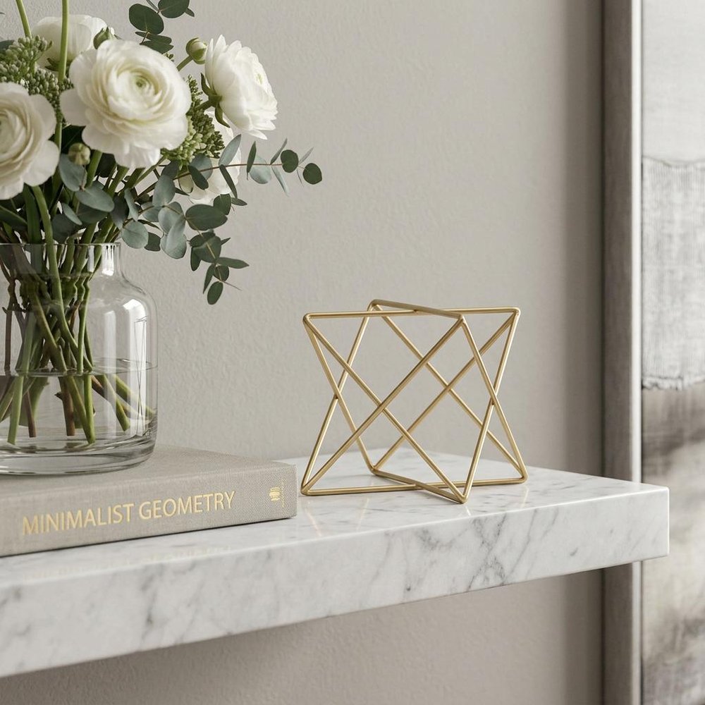 6" Gold Metal Open Geometric Tabletop Sculpture HomeRoots