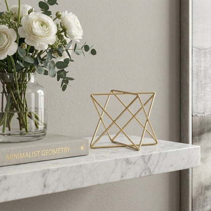 6" Gold Metal Open Geometric Tabletop Sculpture HomeRoots