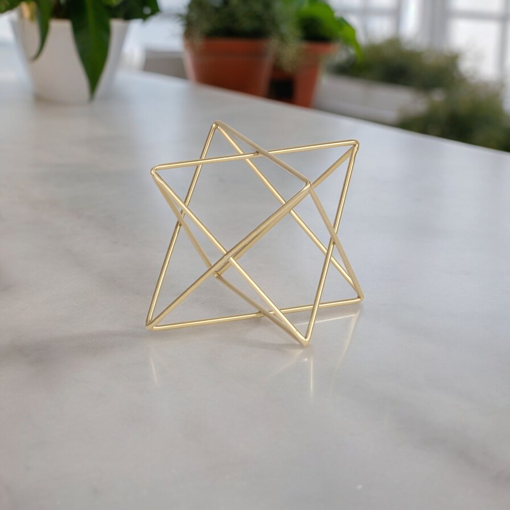 6" Gold Metal Open Geometric Tabletop Sculpture HomeRoots