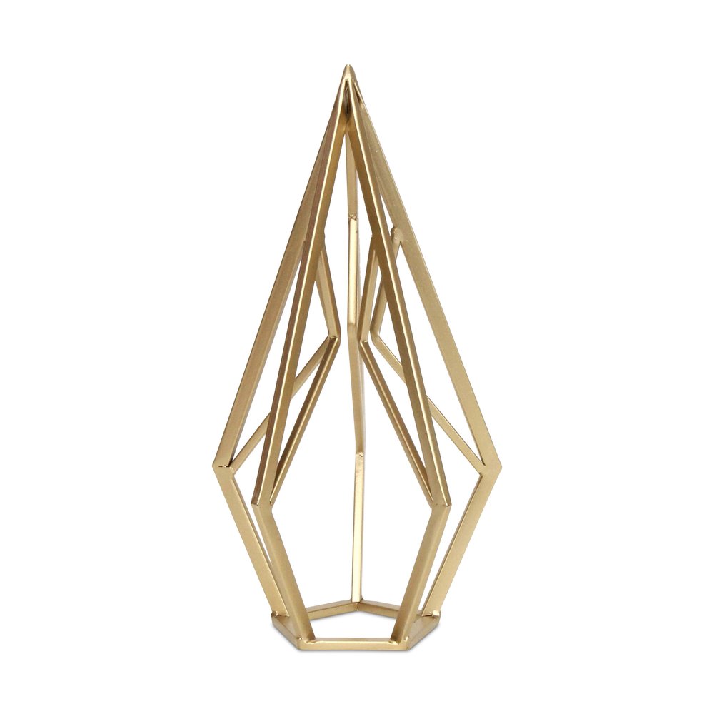 14" Gold Metal Open Geometric Tabletop Sculpture HomeRoots
