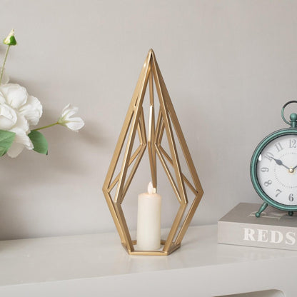 14" Gold Metal Open Geometric Tabletop Sculpture HomeRoots