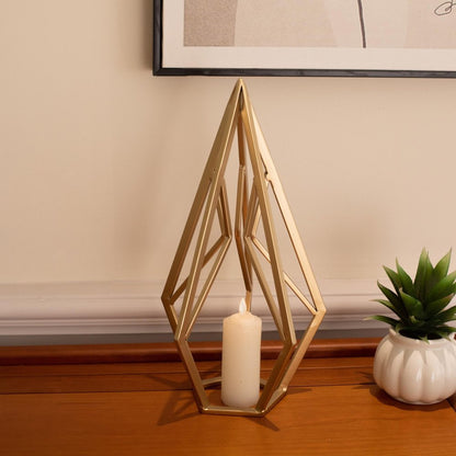 14" Gold Metal Open Geometric Tabletop Sculpture HomeRoots