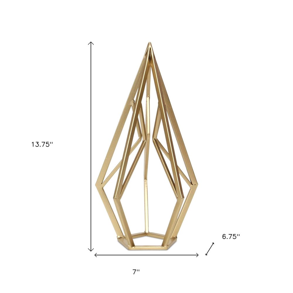 14" Gold Metal Open Geometric Tabletop Sculpture HomeRoots