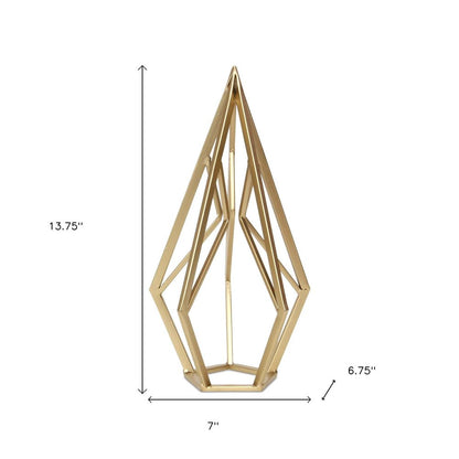 14" Gold Metal Open Geometric Tabletop Sculpture HomeRoots