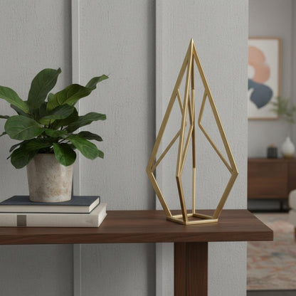 14" Gold Metal Open Geometric Tabletop Sculpture HomeRoots