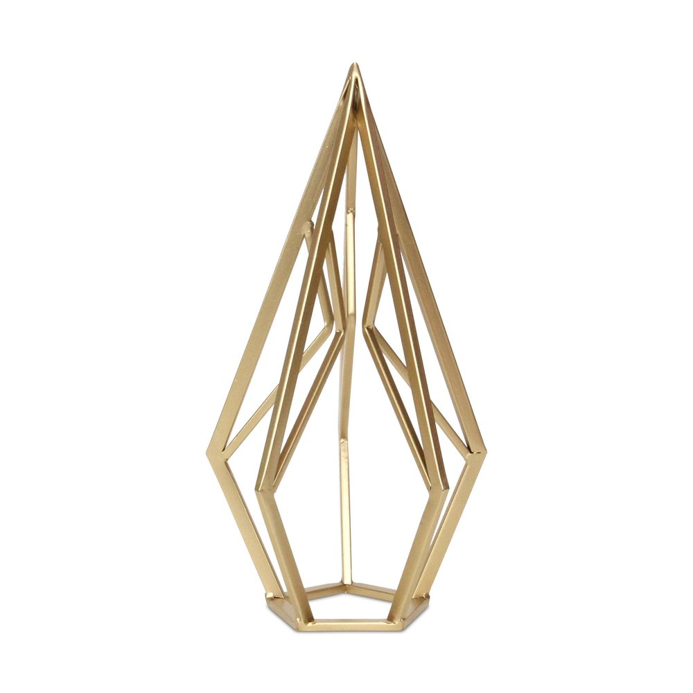 14" Gold Metal Open Geometric Tabletop Sculpture HomeRoots