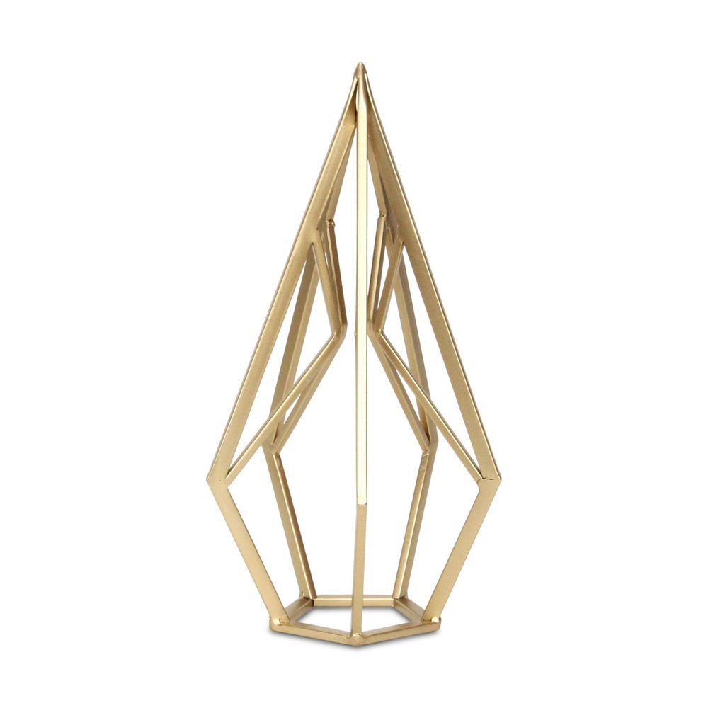 14" Gold Metal Open Geometric Tabletop Sculpture HomeRoots