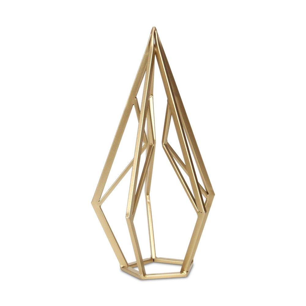 14" Gold Metal Open Geometric Tabletop Sculpture HomeRoots