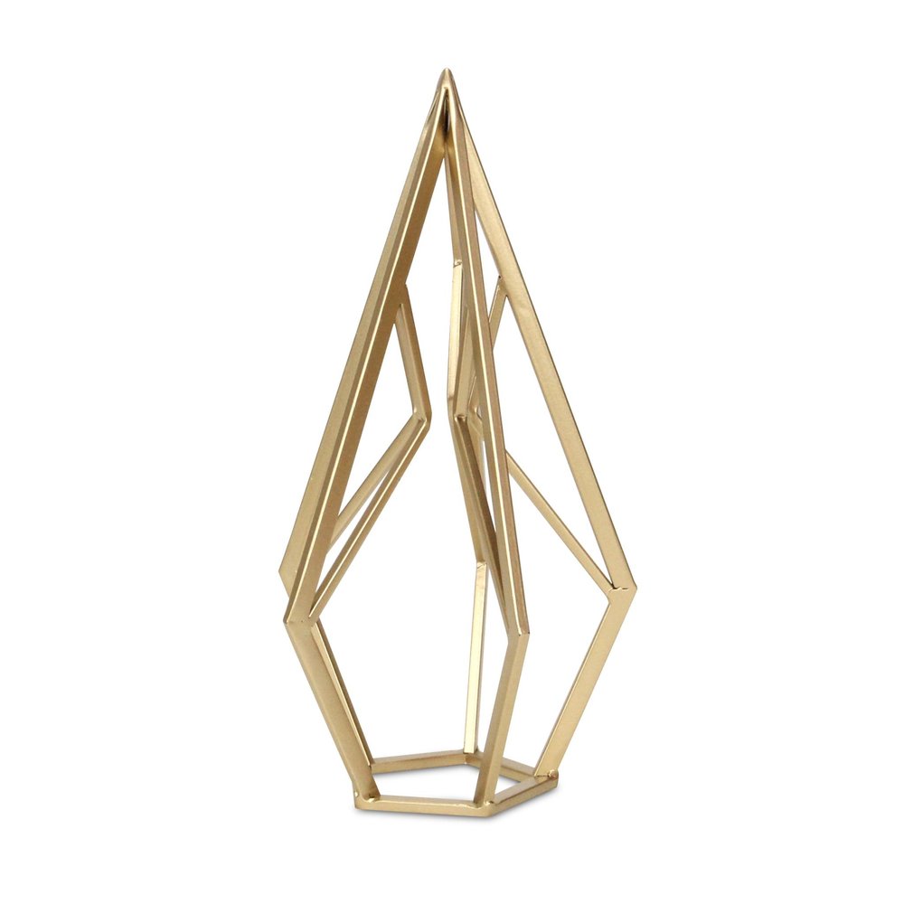 14" Gold Metal Open Geometric Tabletop Sculpture HomeRoots