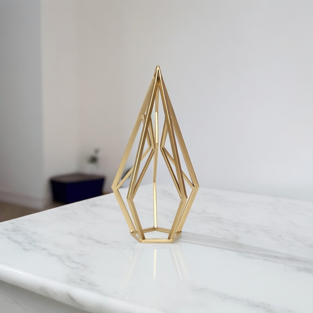 14" Gold Metal Open Geometric Tabletop Sculpture HomeRoots