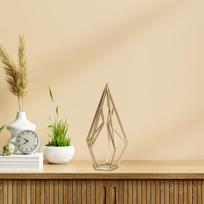 14" Gold Metal Open Geometric Tabletop Sculpture HomeRoots