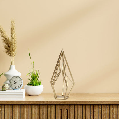 14" Gold Metal Open Geometric Tabletop Sculpture HomeRoots
