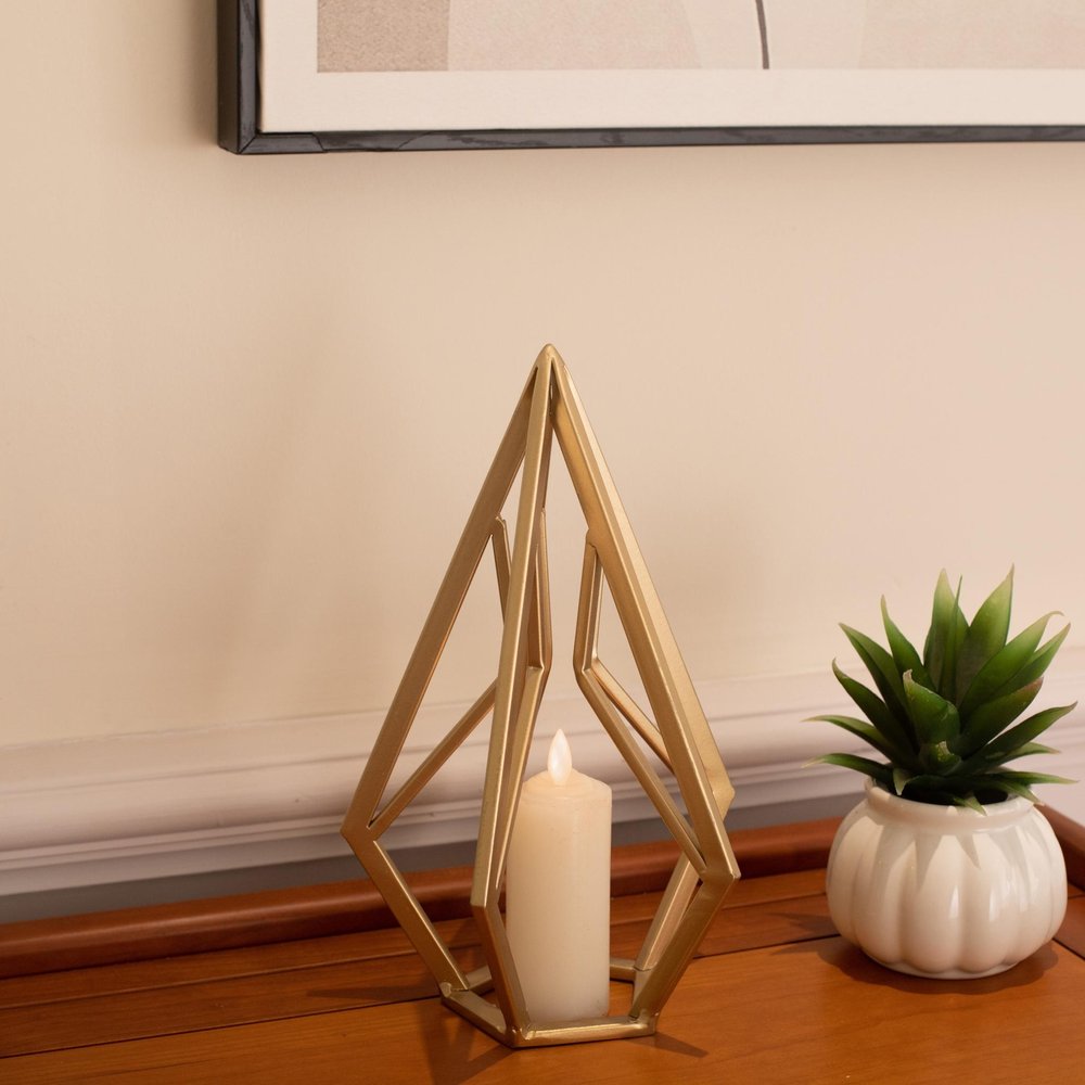 10" Gold Metal Open Geometric Tabletop Sculpture HomeRoots