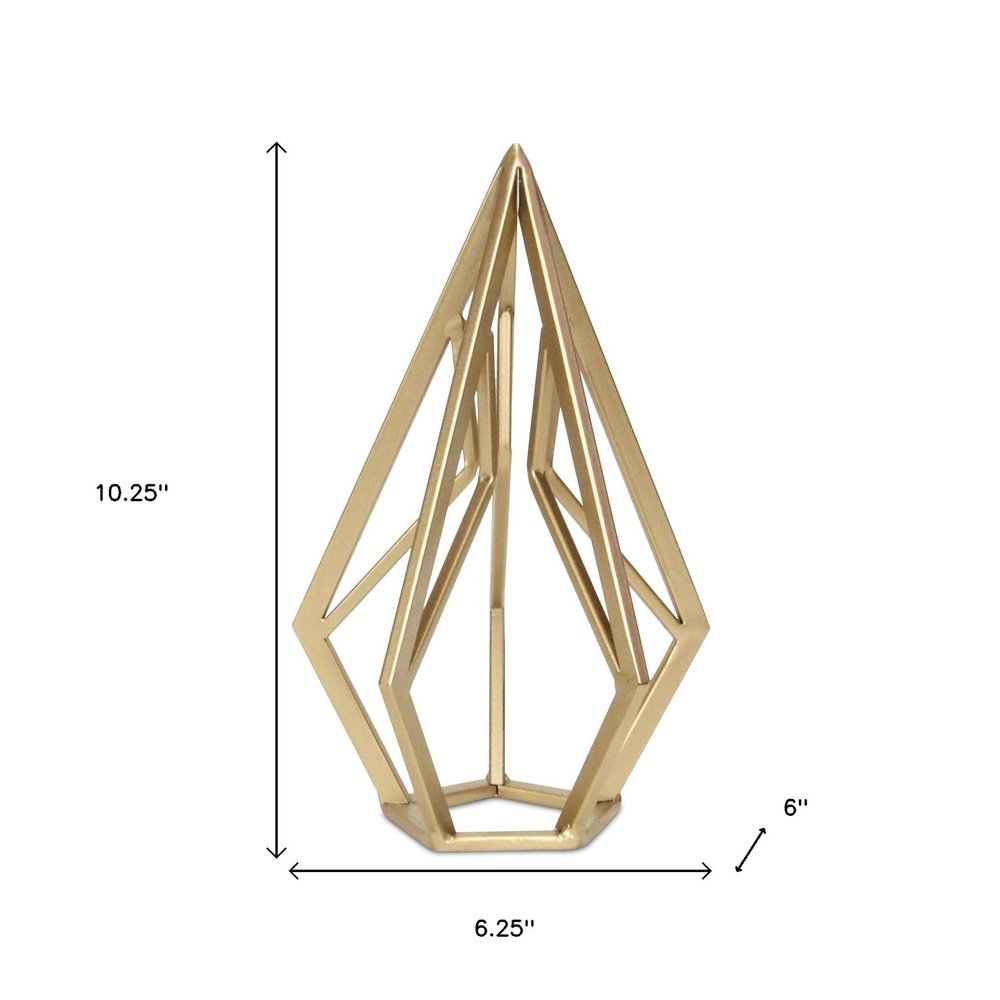 10" Gold Metal Open Geometric Tabletop Sculpture HomeRoots
