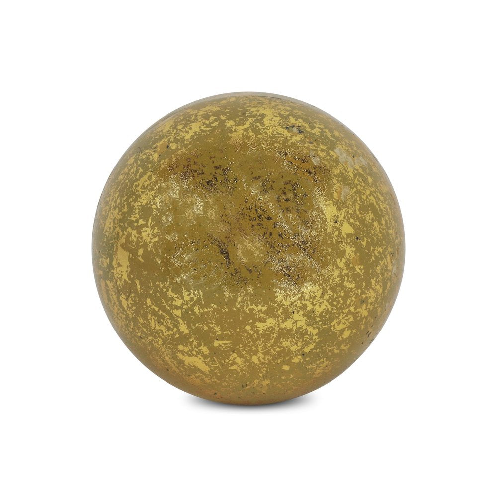 6" Gold Paper Mache Hand Painted Orb Decorative Orb HomeRoots