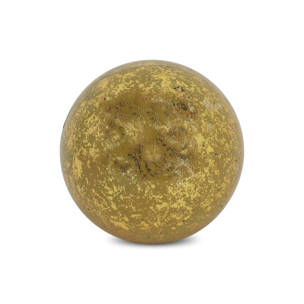 6" Gold Paper Mache Hand Painted Orb Decorative Orb HomeRoots