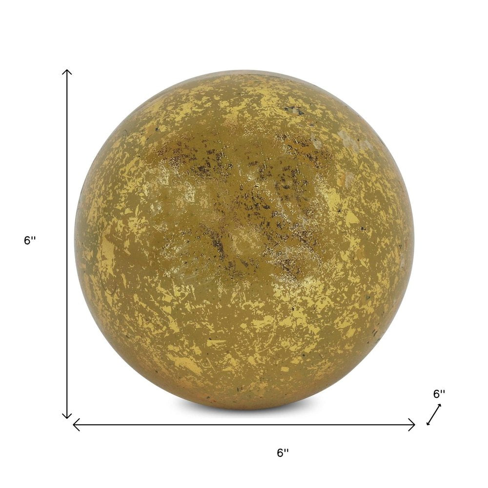 6" Gold Paper Mache Hand Painted Orb Decorative Orb HomeRoots