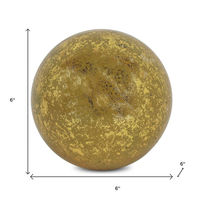 6" Gold Paper Mache Hand Painted Orb Decorative Orb HomeRoots