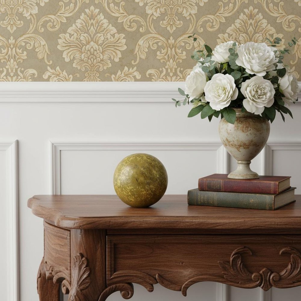 6" Gold Paper Mache Hand Painted Orb Decorative Orb HomeRoots