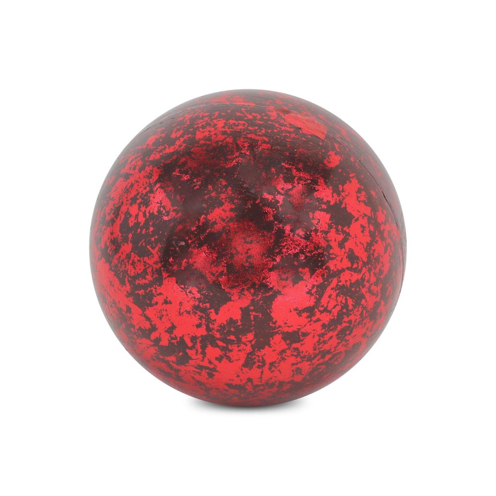 6" Red Paper Mache Hand Painted Orb Decorative Orb HomeRoots