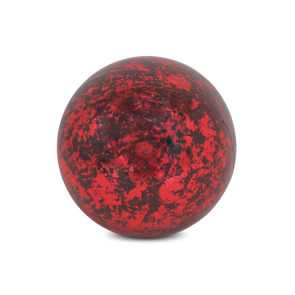 6" Red Paper Mache Hand Painted Orb Decorative Orb HomeRoots