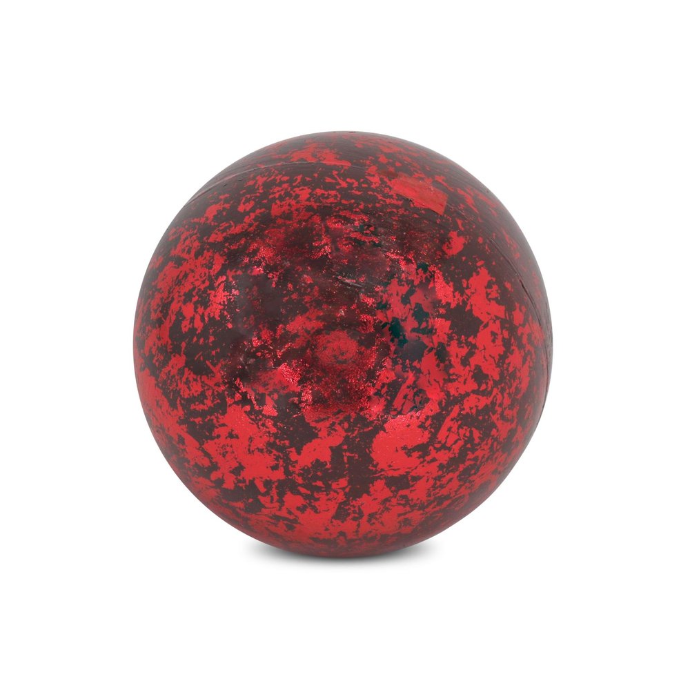 6" Red Paper Mache Hand Painted Orb Decorative Orb HomeRoots