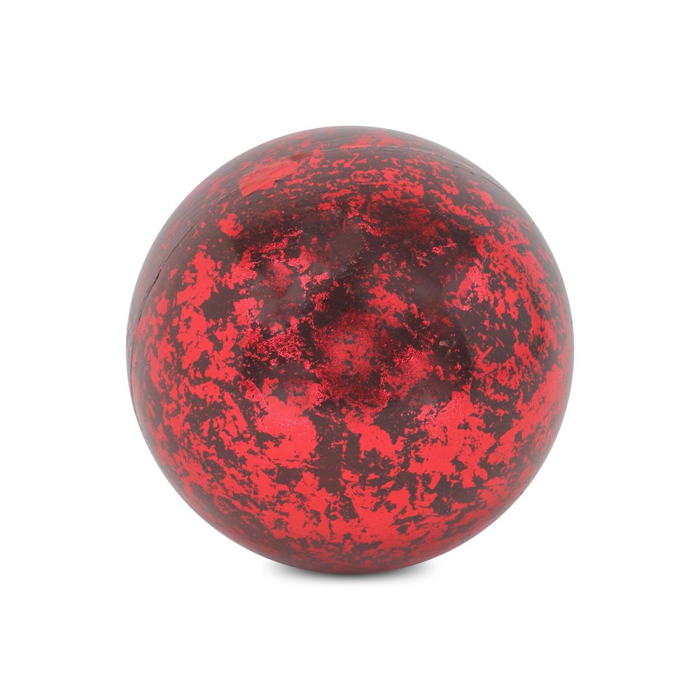 6" Red Paper Mache Hand Painted Orb Decorative Orb HomeRoots