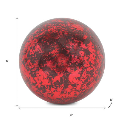 6" Red Paper Mache Hand Painted Orb Decorative Orb HomeRoots