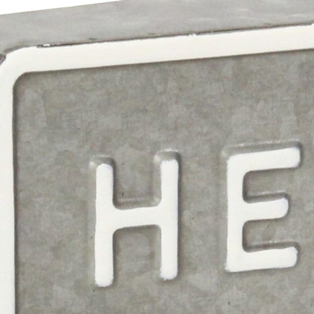 4" Gray And White Galvanized Metal Hello Hand Painted Tabletop Sign HomeRoots