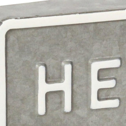 4" Gray And White Galvanized Metal Hello Hand Painted Tabletop Sign HomeRoots