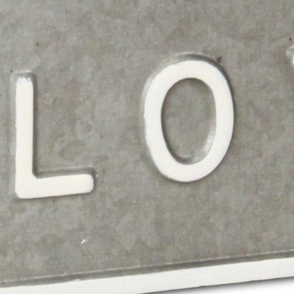 4" Gray And White Galvanized Metal Love Hand Painted Tabletop Sign HomeRoots
