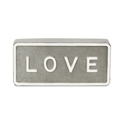 4" Gray And White Galvanized Metal Love Hand Painted Tabletop Sign HomeRoots